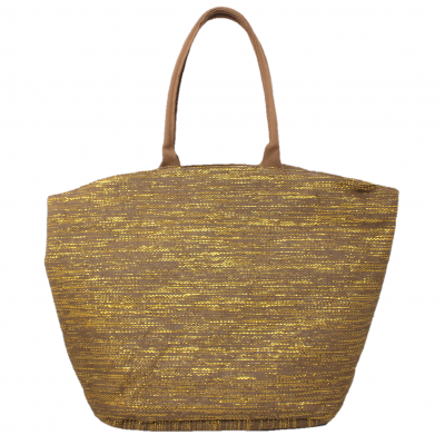 10001- COFFEE AND GOLD CANVAS TOTE BAG